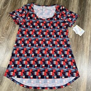 NWT Lularoe Classic T Red/Blue Shirt, Sz:XS